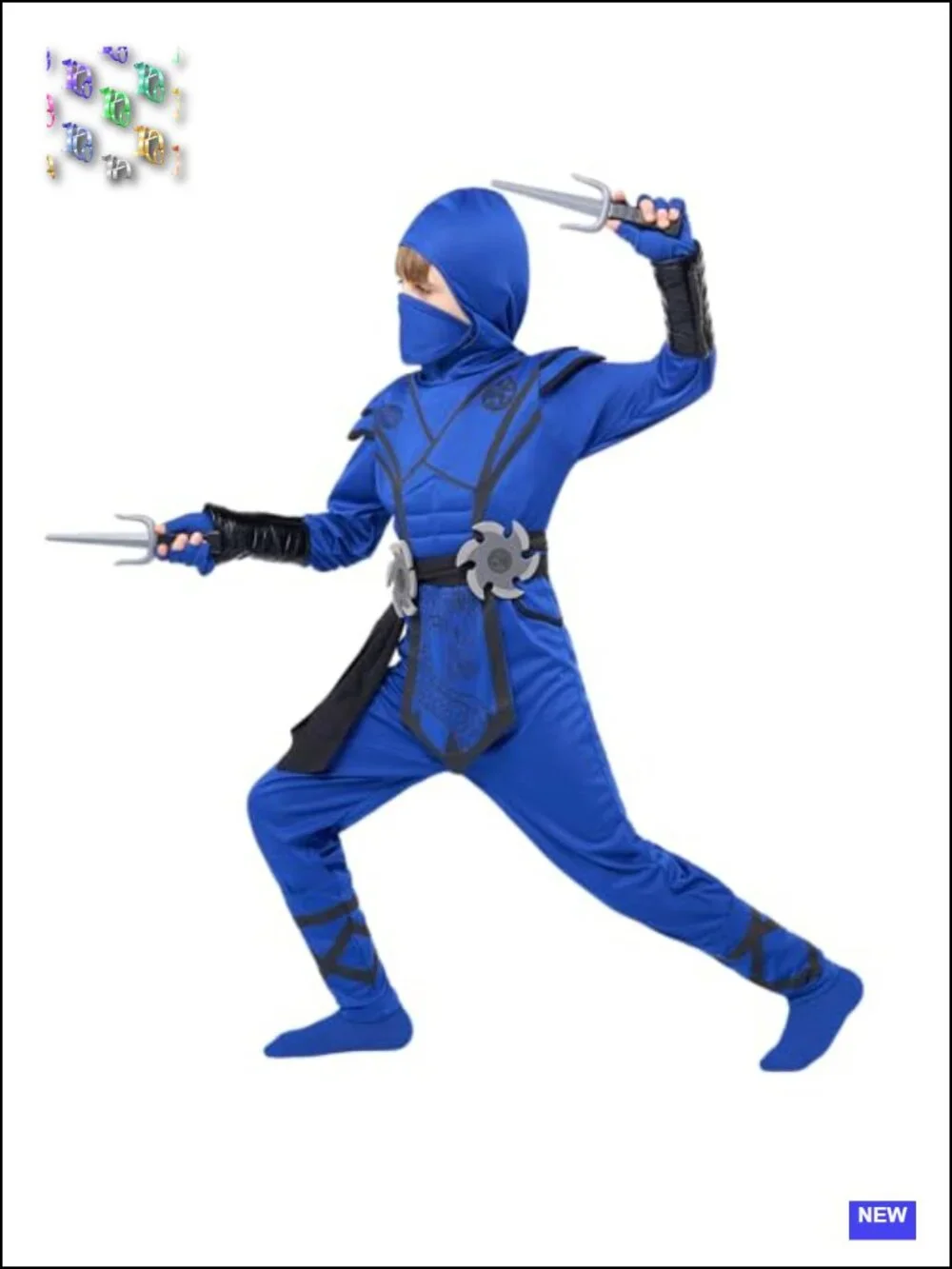 Kids Ninja Dragon Costume Jumpsuit Set with Mask, Belt, Gloves, Foam Dagger -